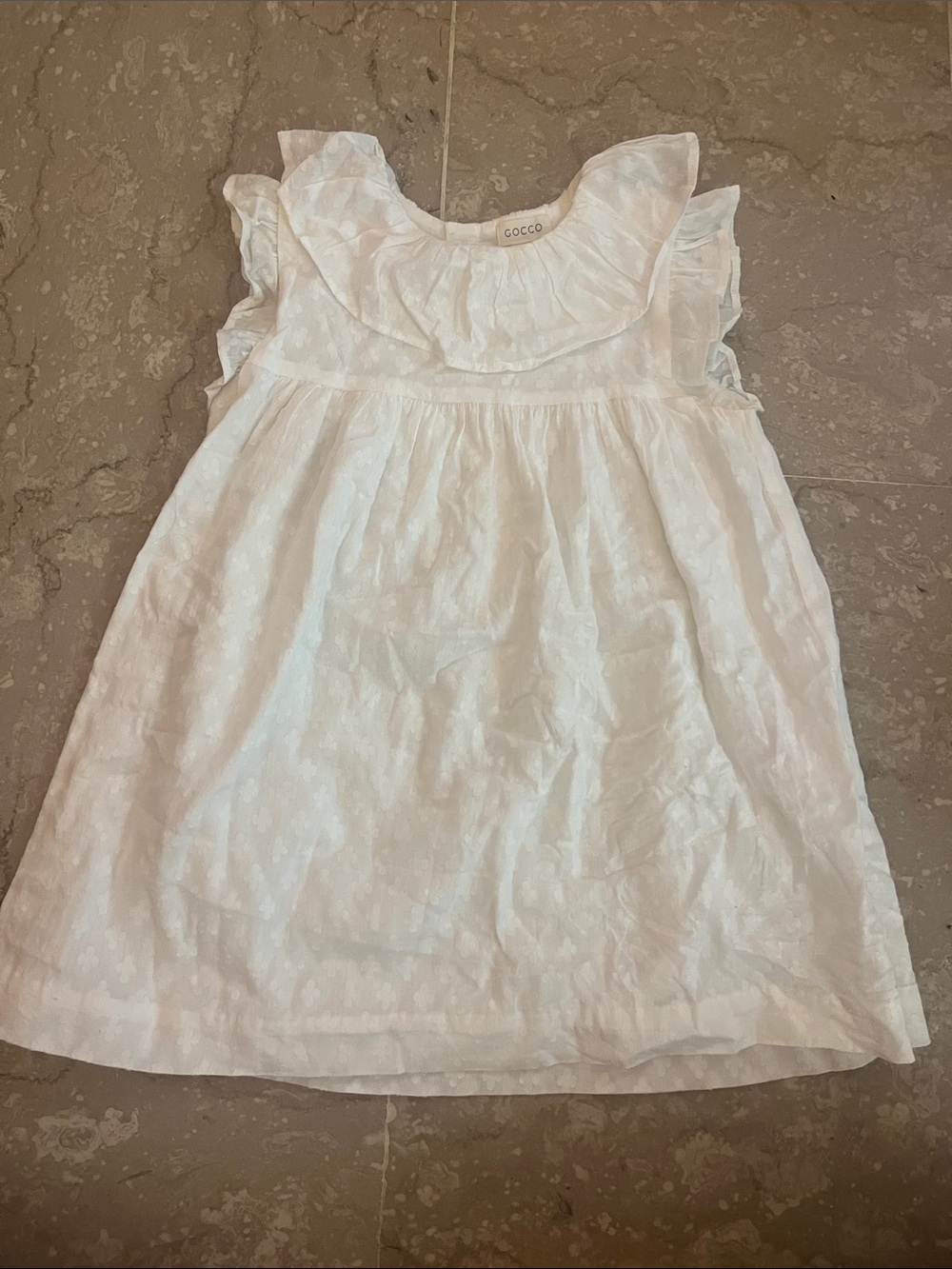 Gocco Spanish White Ruffled Collar Dress - Girls